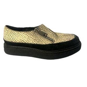 Urban Outfitters 1-900 Platform Crackle Goth Retro Side Zip Loafers Sz 8